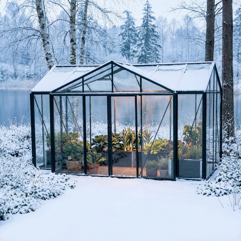 Hiver - Un refuge de verdure, même sous la neige.