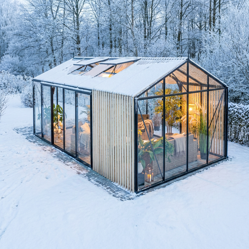 Hiver - Un refuge de verdure, même sous la neige.