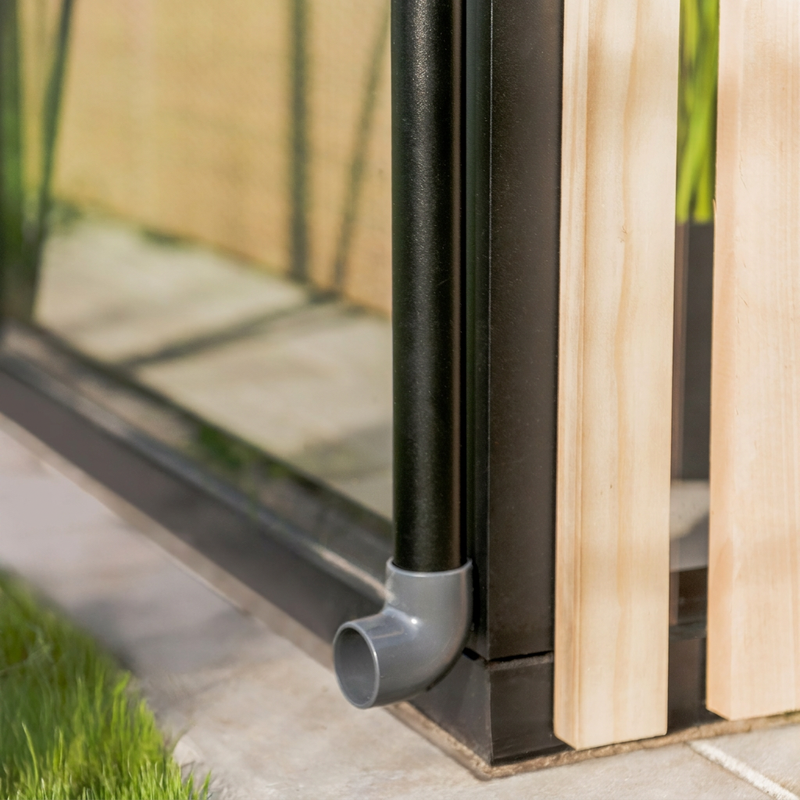 Gouttière pour serre en verre trempé, évacuation des eaux de pluie - MaSerreVerte