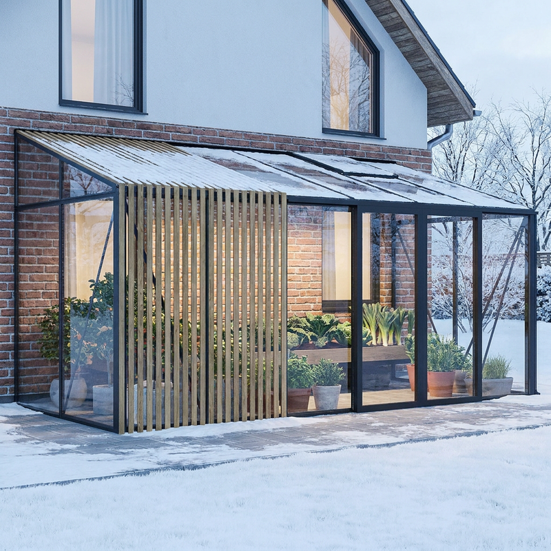 Hiver - Un refuge de verdure, même sous la neige.